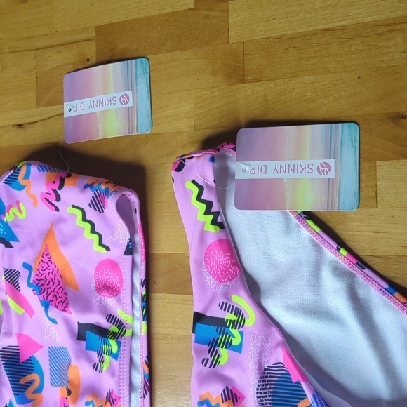 2/$25-Skinny Dip S Bikini-Barbie Retro 90s Print Pink Abstract Size Small NWT - Picture 13 of 15